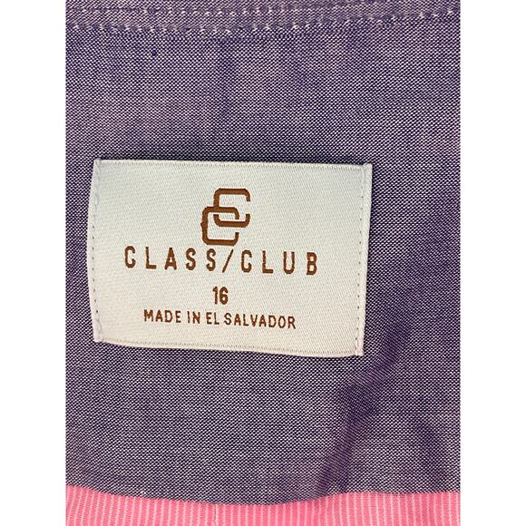 Class Club Fine Striped Long Sleeve Collared Button Up Shirt Color Pink/White 16 - Picture 3 of 8